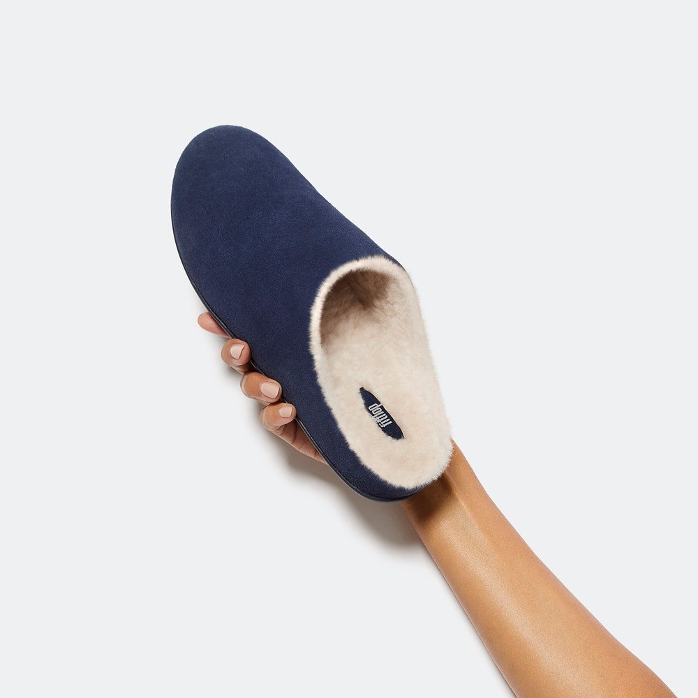 Fitflop Womens Slippers - Chrissie Shearling - Navy - 213-YDGFPS
